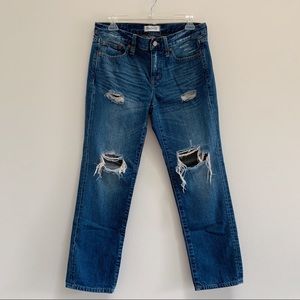 Madewell Dark Wash Boy Jean with Rips